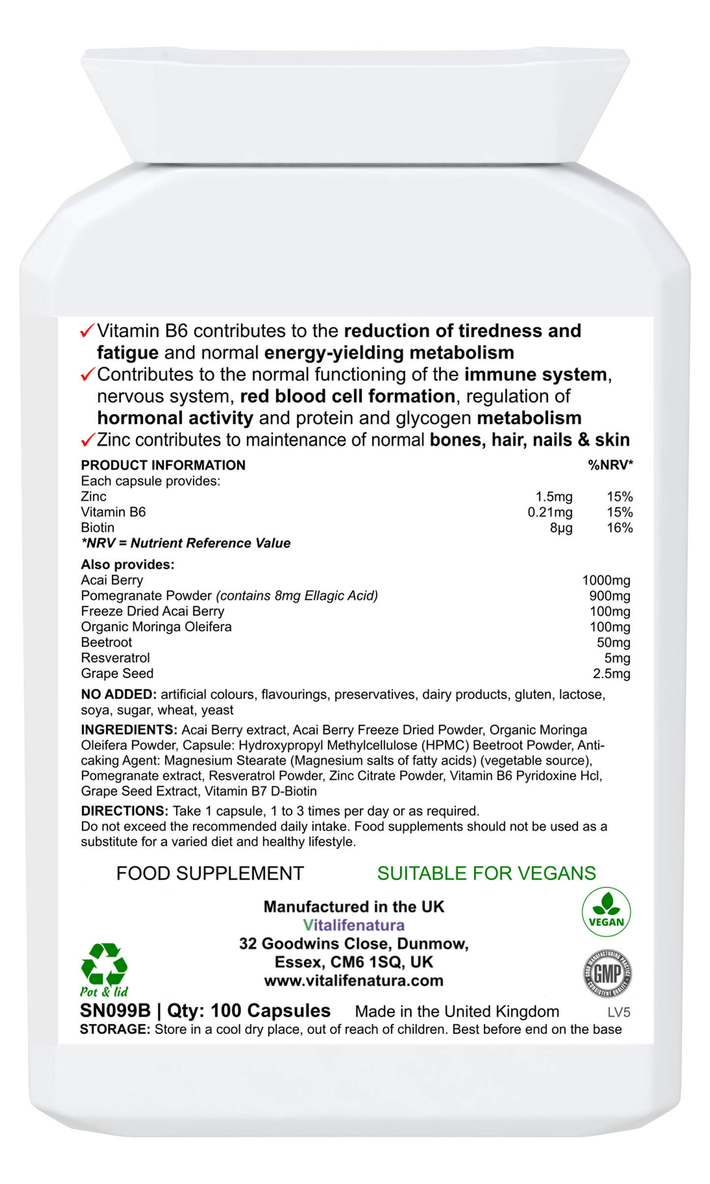 Acai Berry Supreme 100 capsules Vitalifenatura