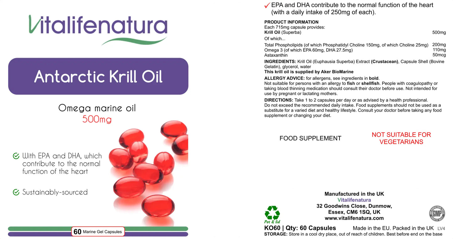Antarctic Krill Oil 60 capsules Vitalifenatura