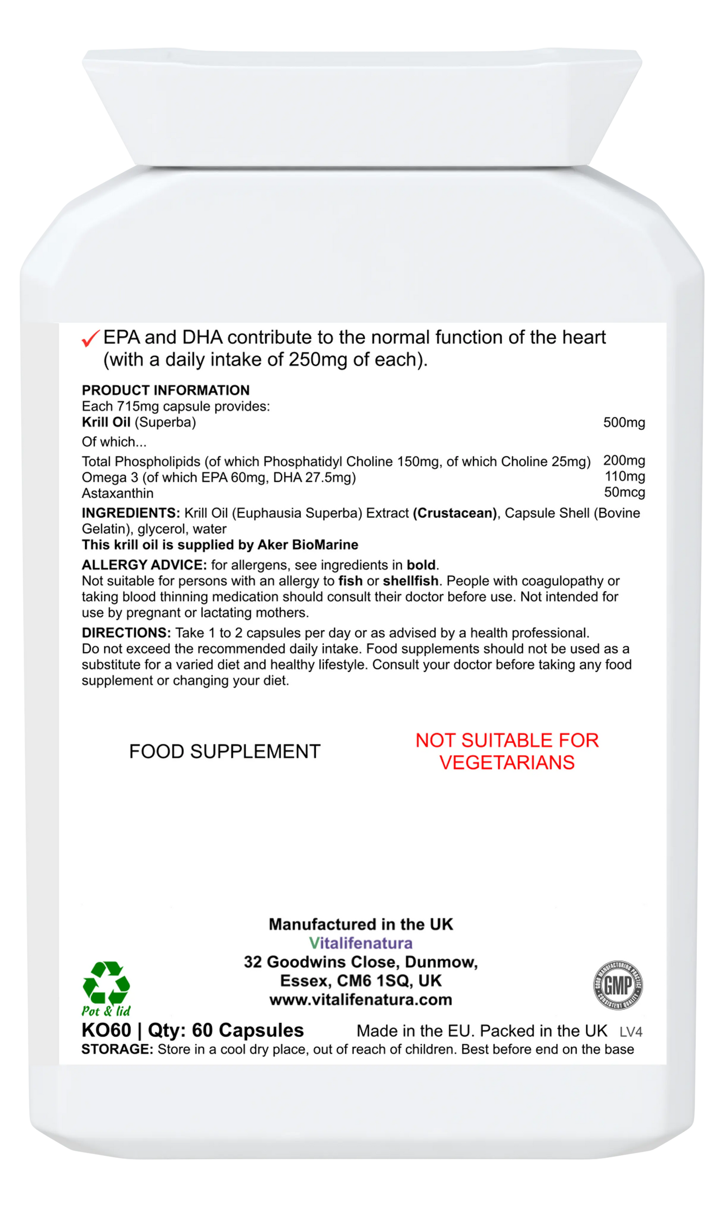Antarctic Krill Oil 60 capsules Vitalifenatura
