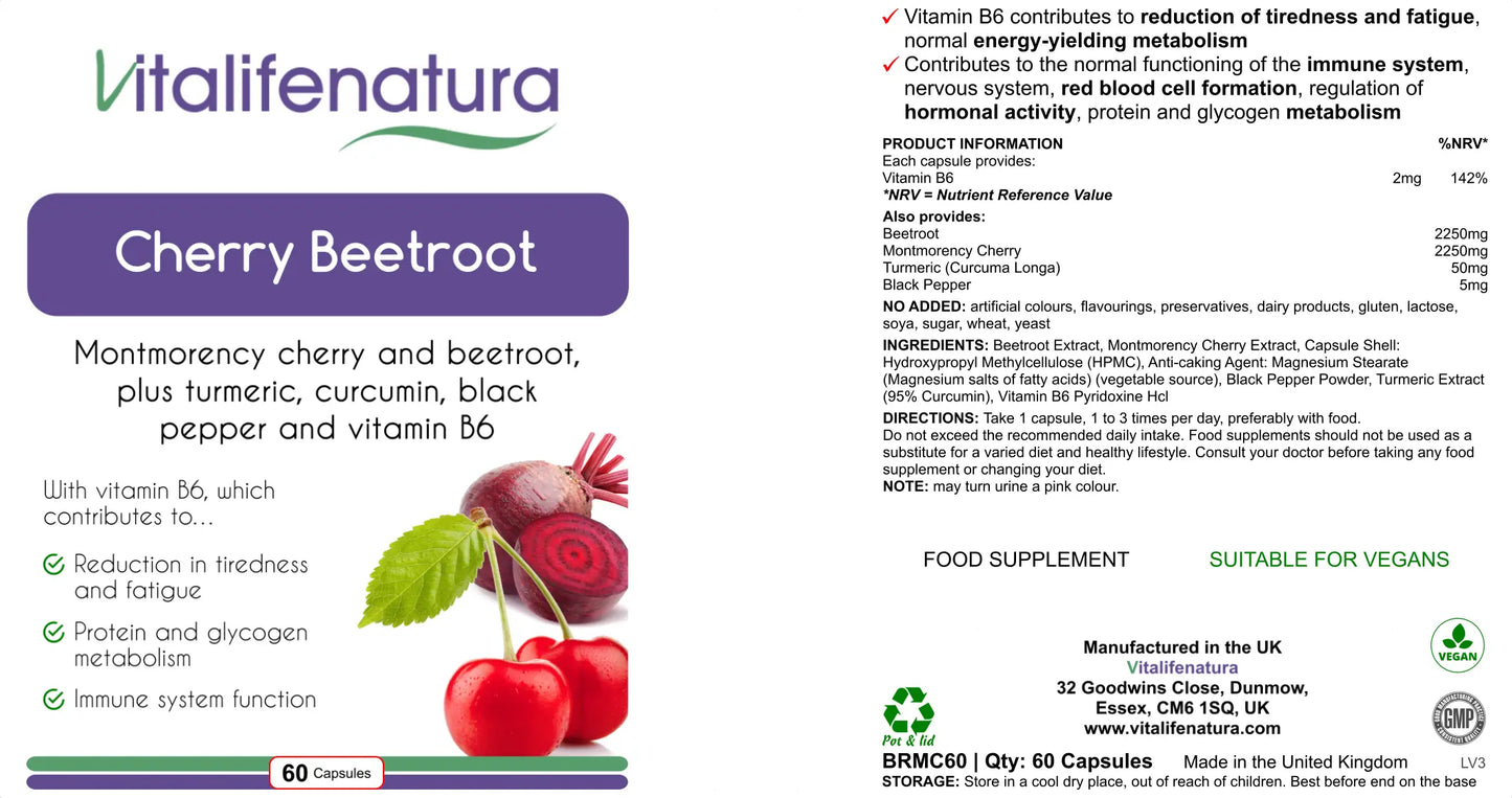 Cherry Beetroot 60 capsules Vitalifenatura