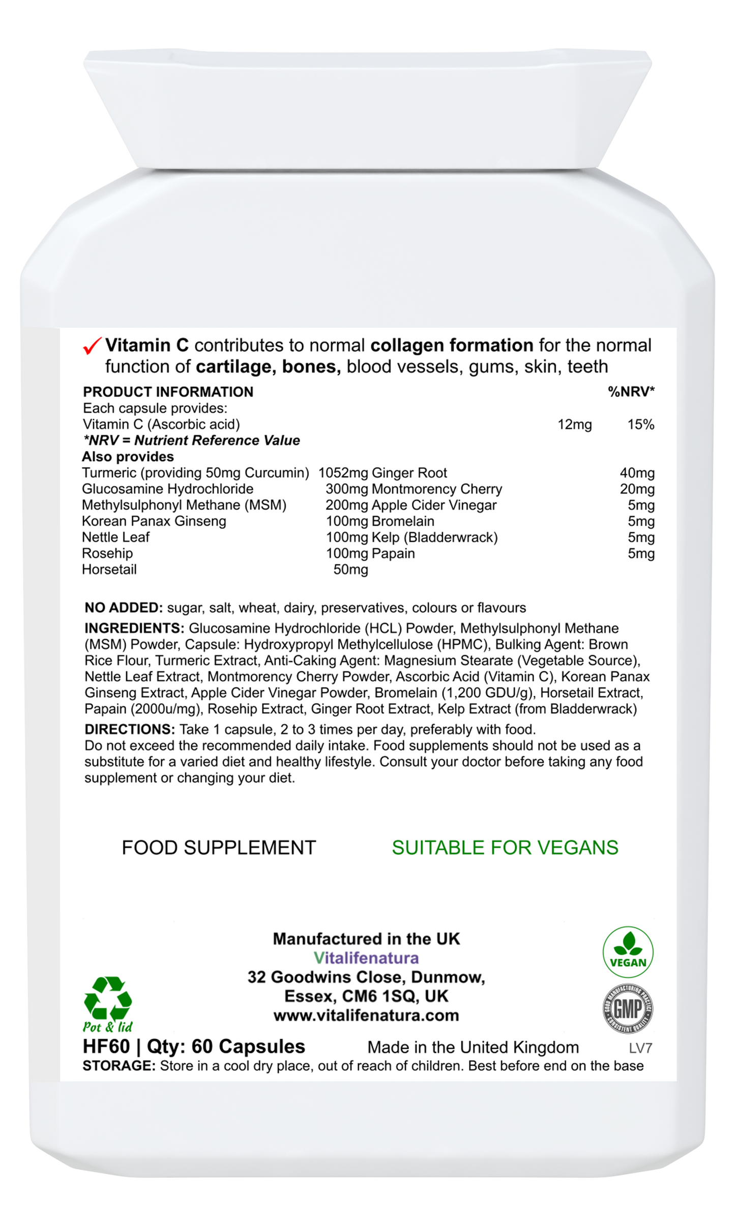 Happy Bones 60 Capsules Vitalifenatura
