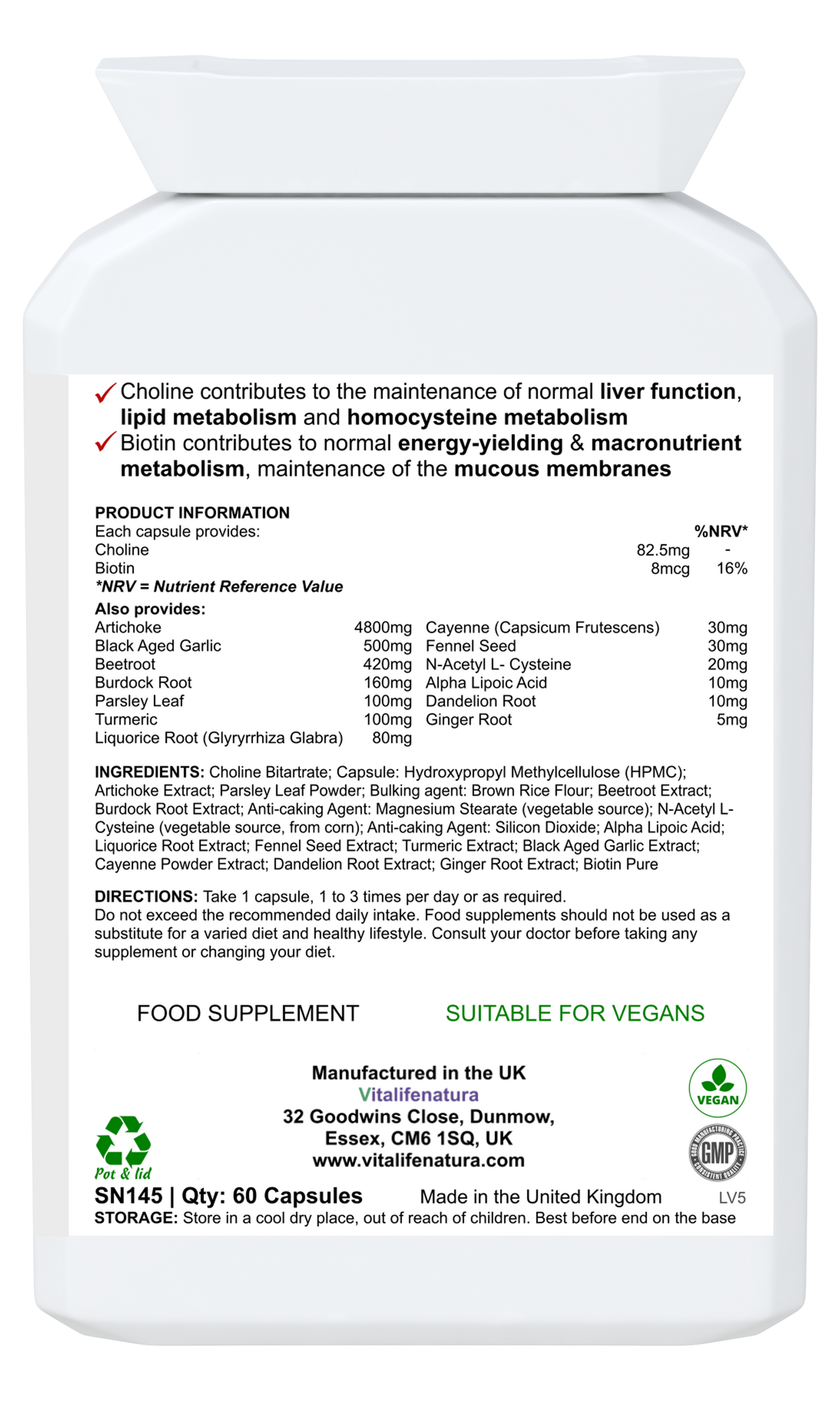 Liver Support 60 Capsules Vitalifenatura