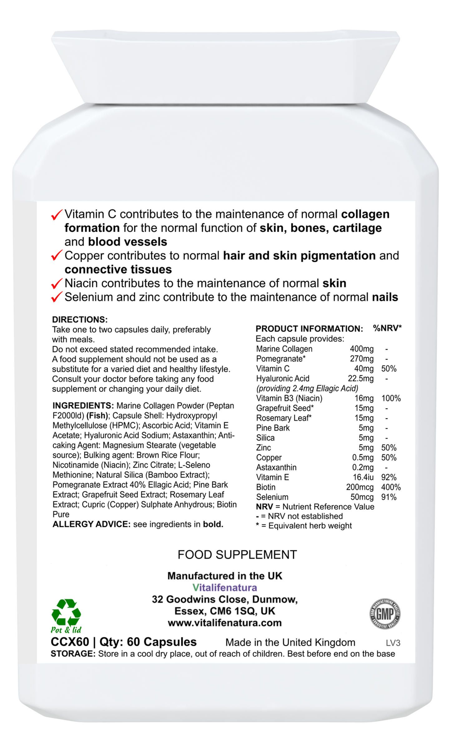 Marine Collagen Pro 60 Capsules Vitalifenatura