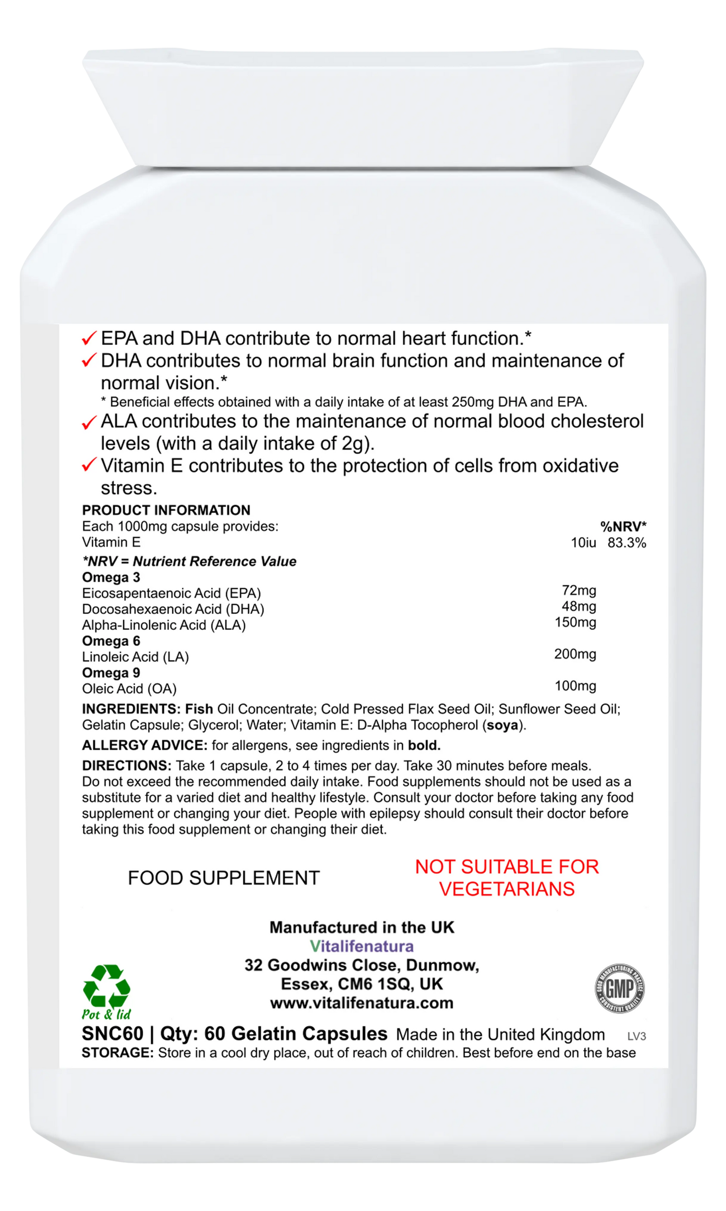 Omega 3-6-9 Fish Oil 60 Capsules Vitalifenatura