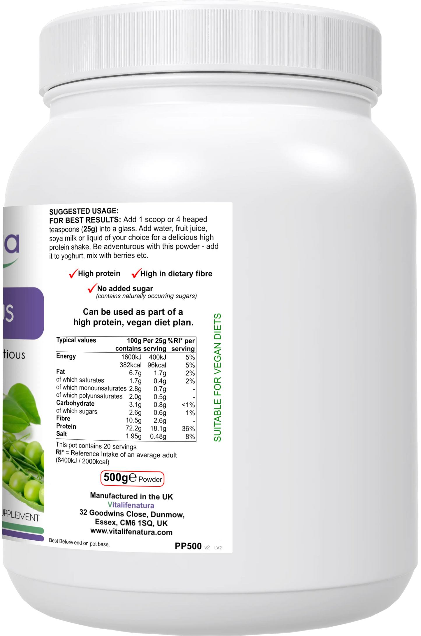 PEA Protein PLUS 500g Powder Vitalifenatura