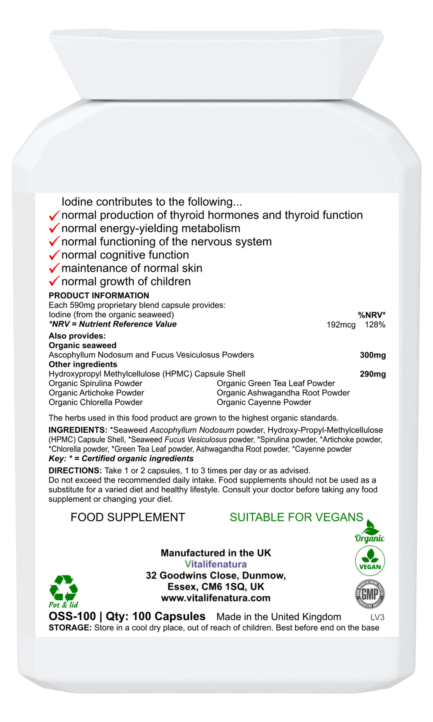 Seaweed Herbal 100 Capsules Vitalifenatura