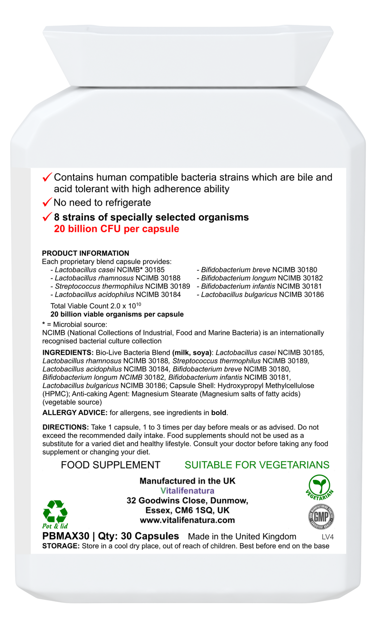 VitaMax Probiotic 30 capsules Vitalifenatura