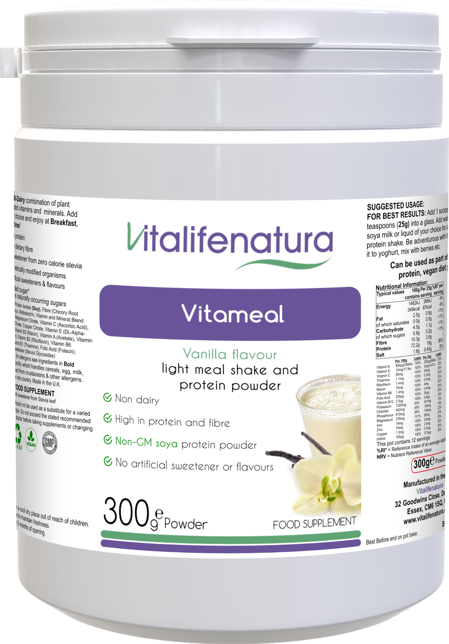Vitameal Vanilla Flavour 300g Powder Vitalifenatura
