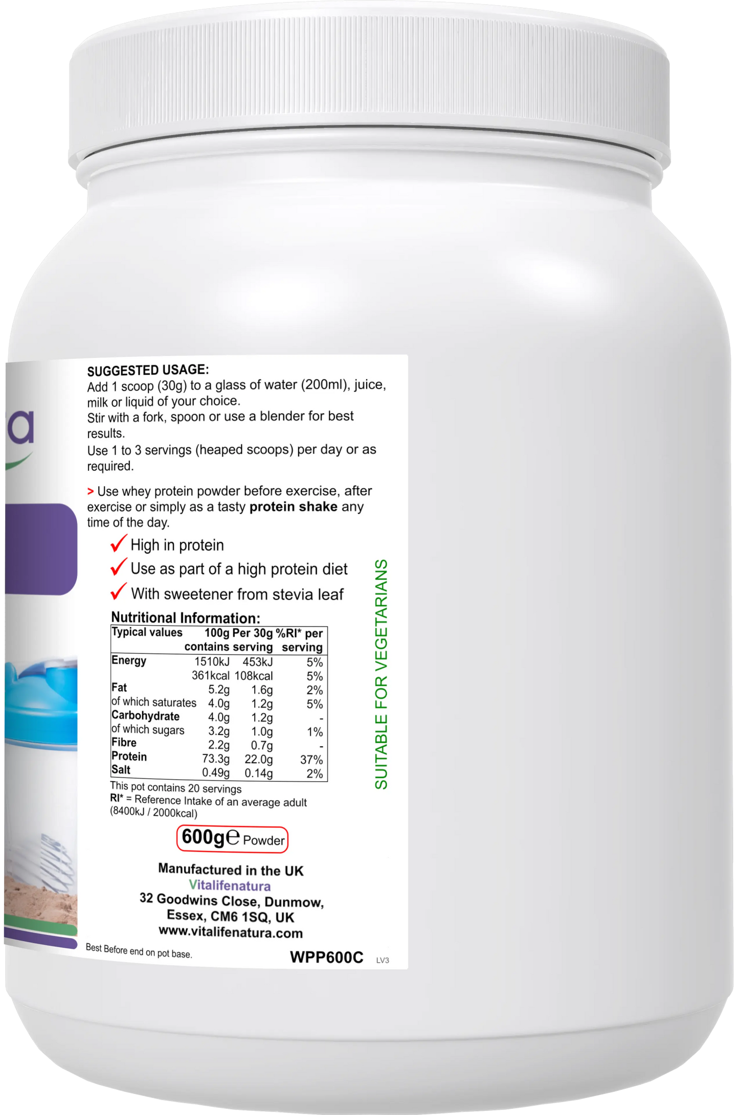 Whey Pro Chocolate Flavour 600g Powder Vitalifenatura