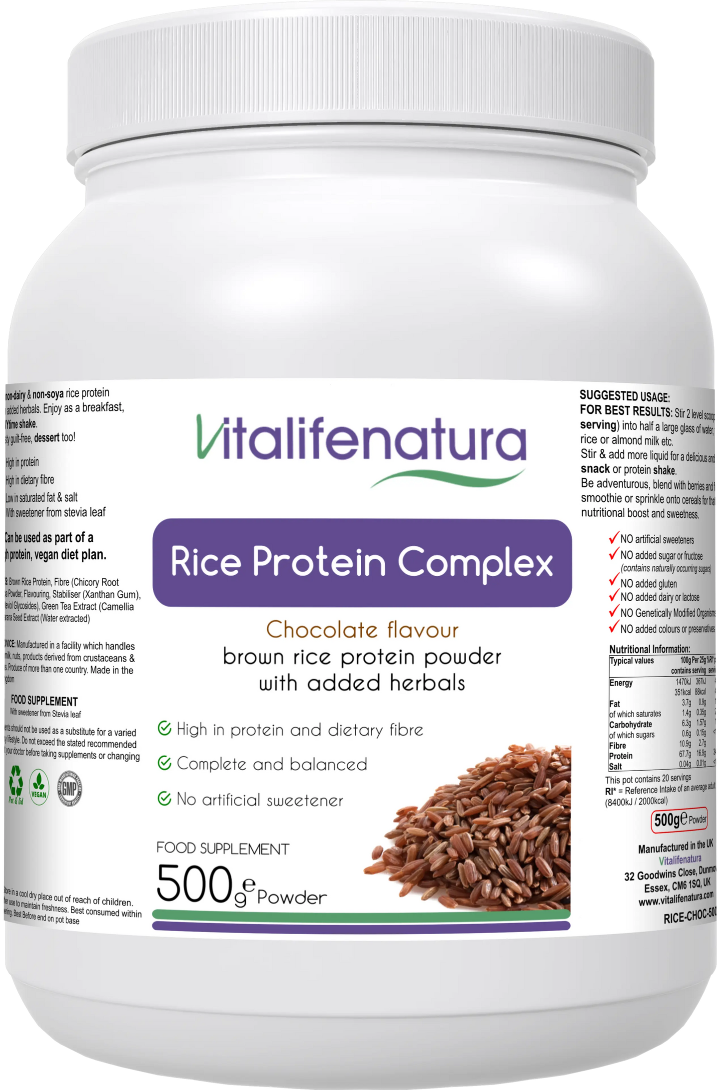 "Rice Protein Complex 500G Powder Vitalifenatura"
