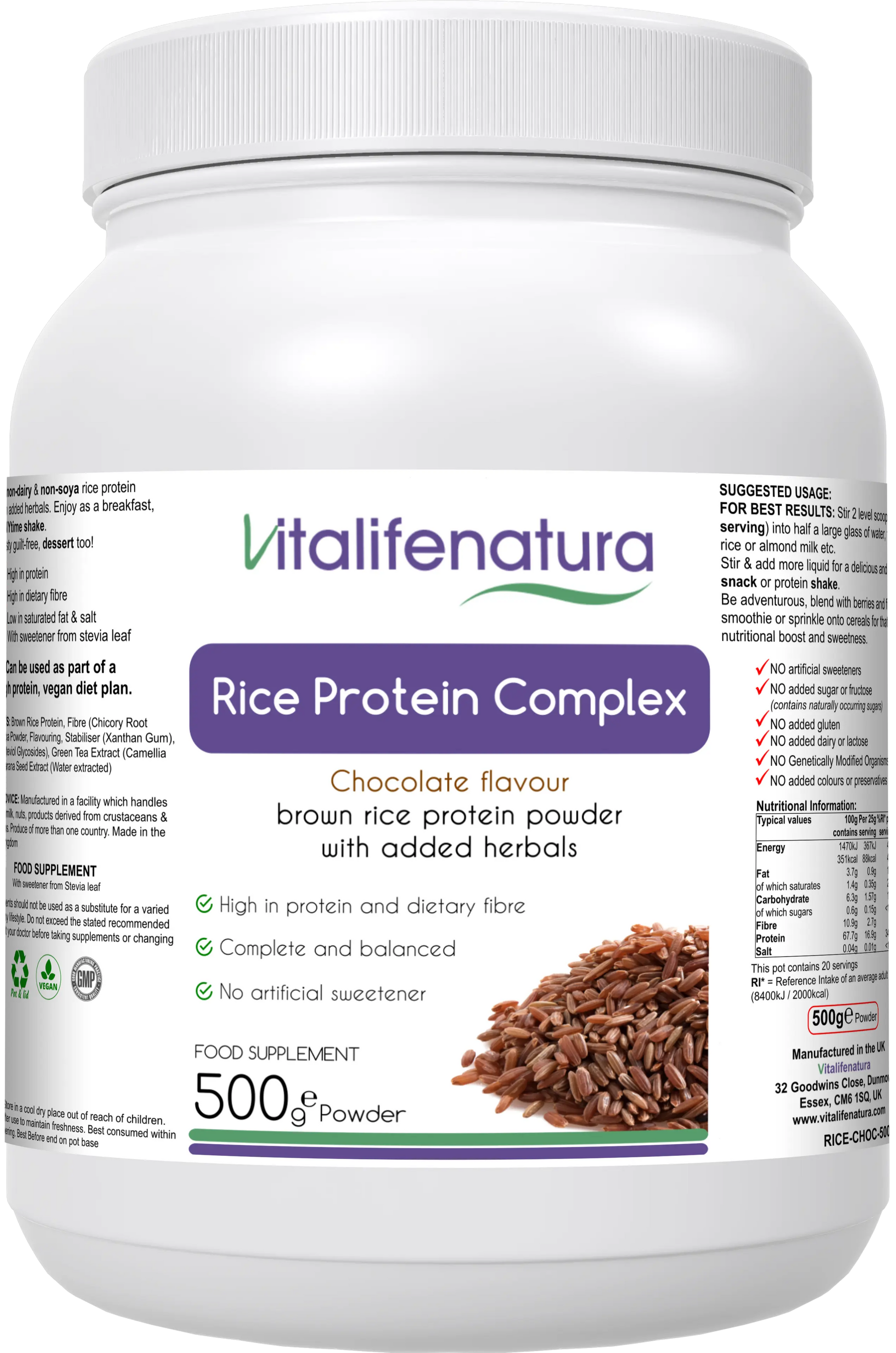 "Rice Protein Complex 500G Powder Vitalifenatura"