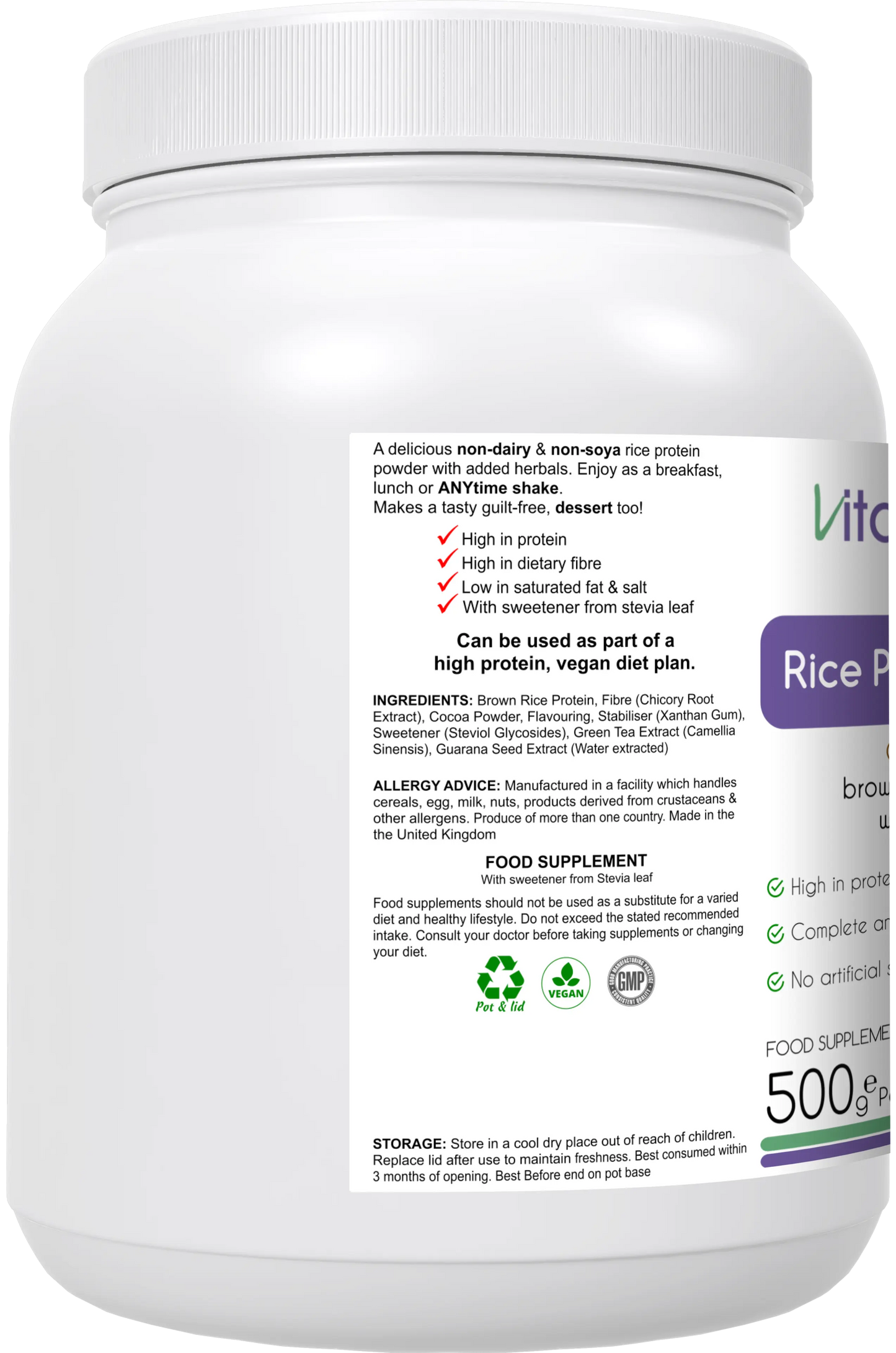 "Rice Protein Complex 500G Powder Vitalifenatura"
