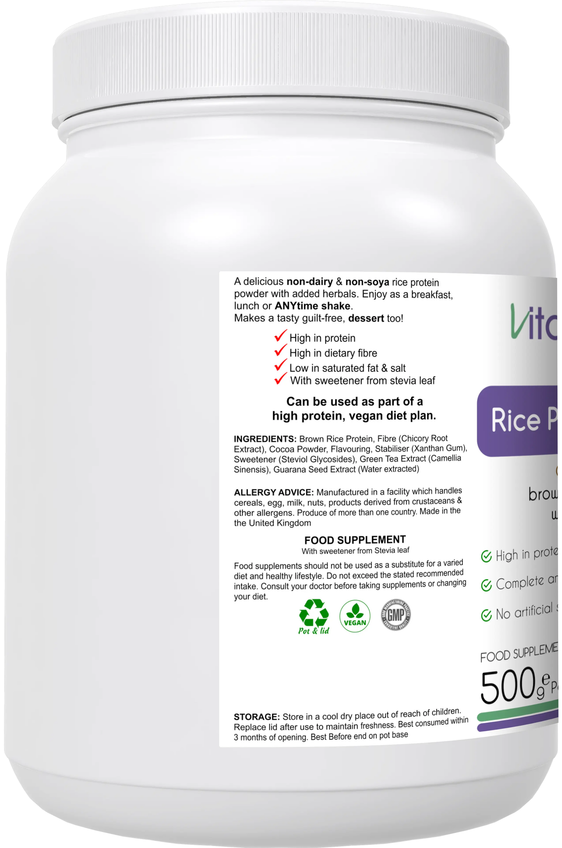 "Rice Protein Complex 500G Powder Vitalifenatura"