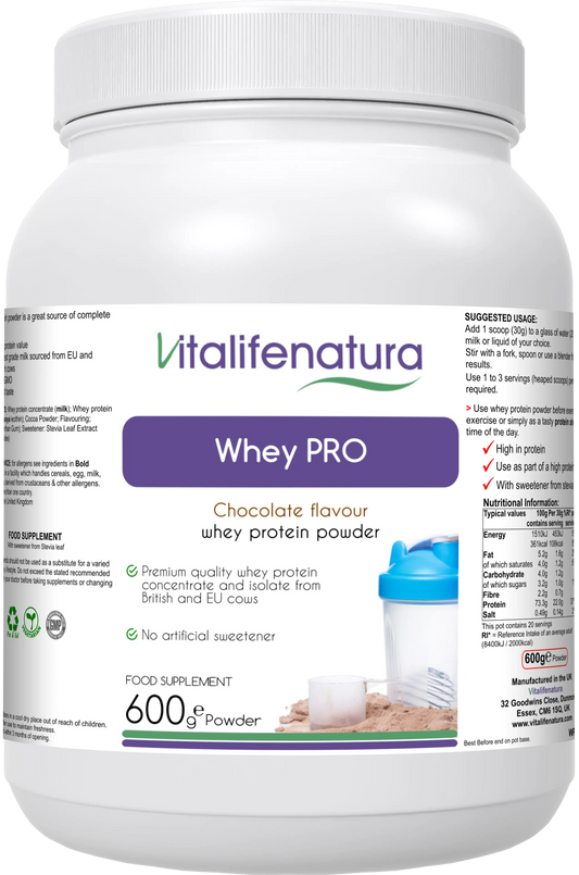 "Whey Pro Chocolate Flavour 600g Powder Vitalifenatura"