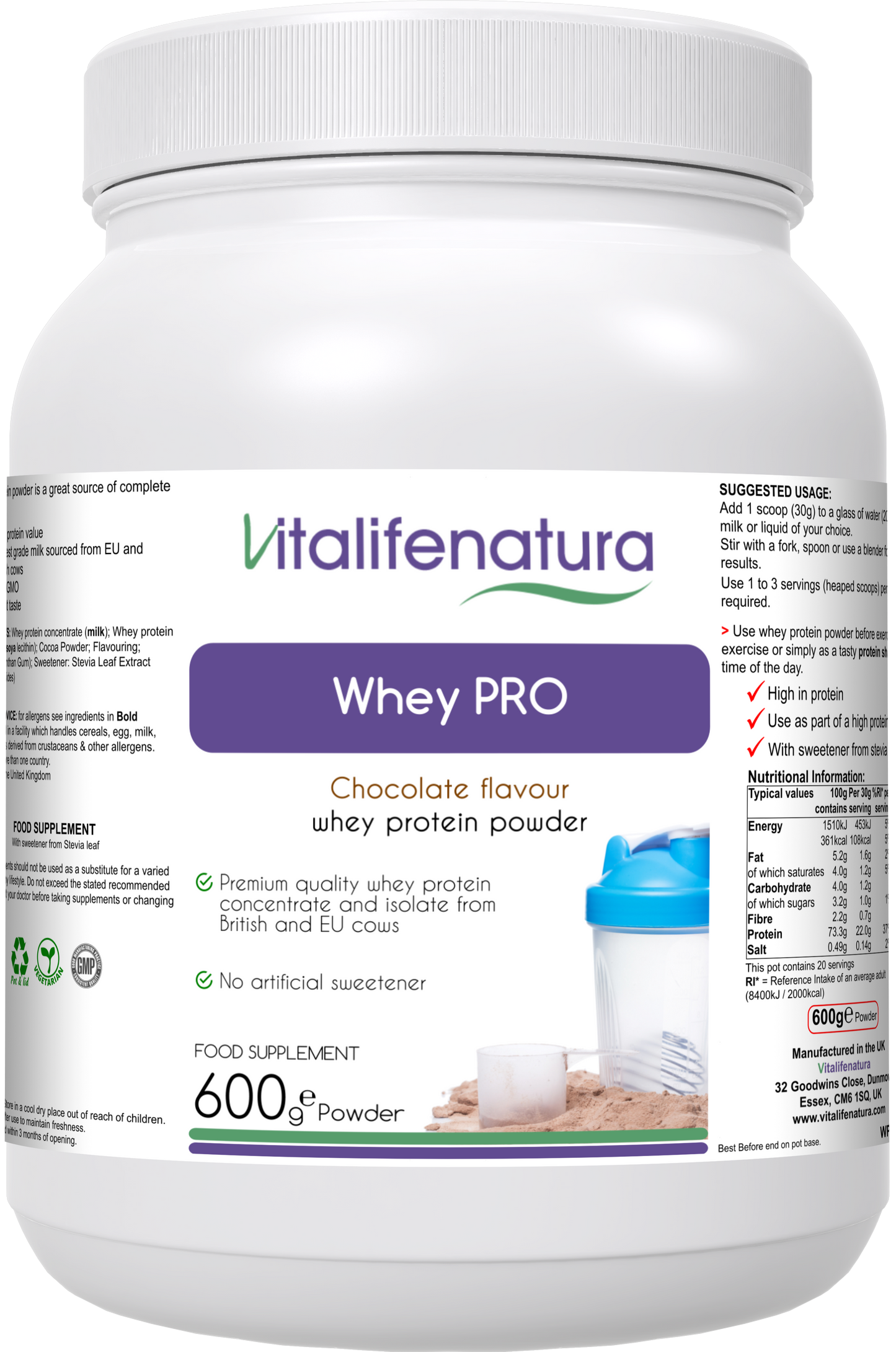 Whey Pro Chocolate Flavour 600g Powder